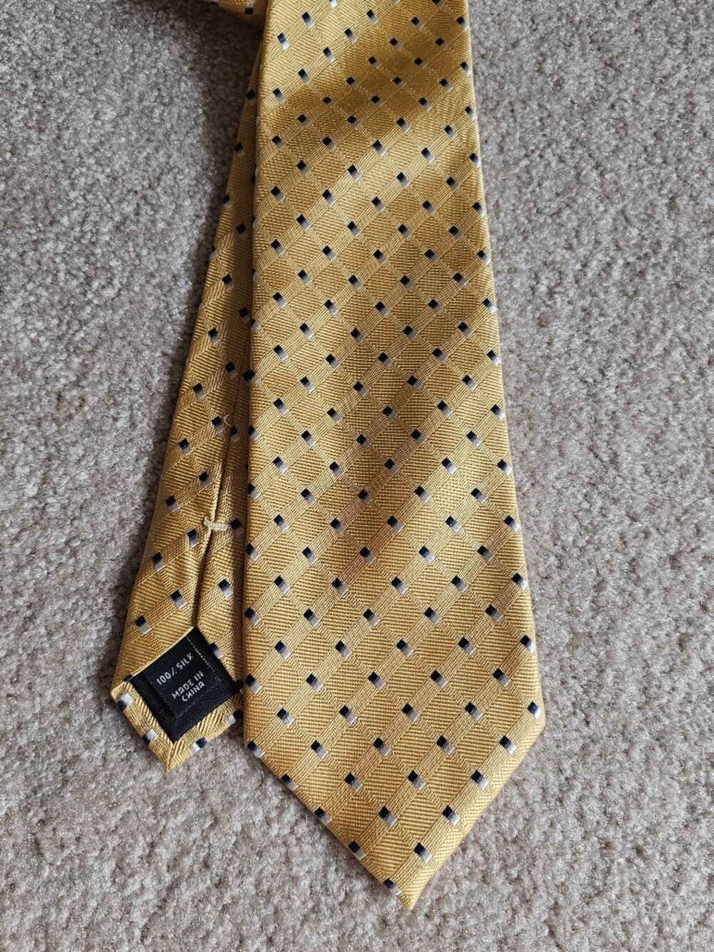 Jos. A. Bank Executive Collection 100% Silk Tie Yellow Navy Squares Geometric